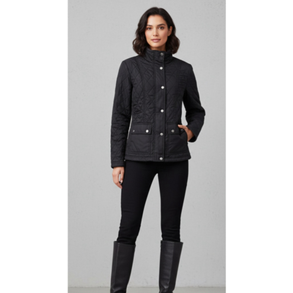 Motorcycle Moto Style Puffer Jacket Black Womens Size Medium